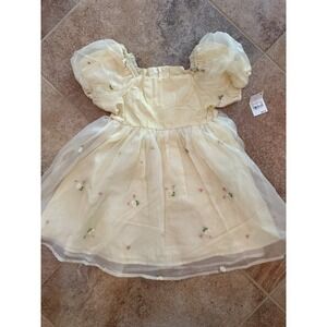 Toddler Girls' Audrey Camille Yellow Belle Sleeve Floral Dress Size 5T NWT